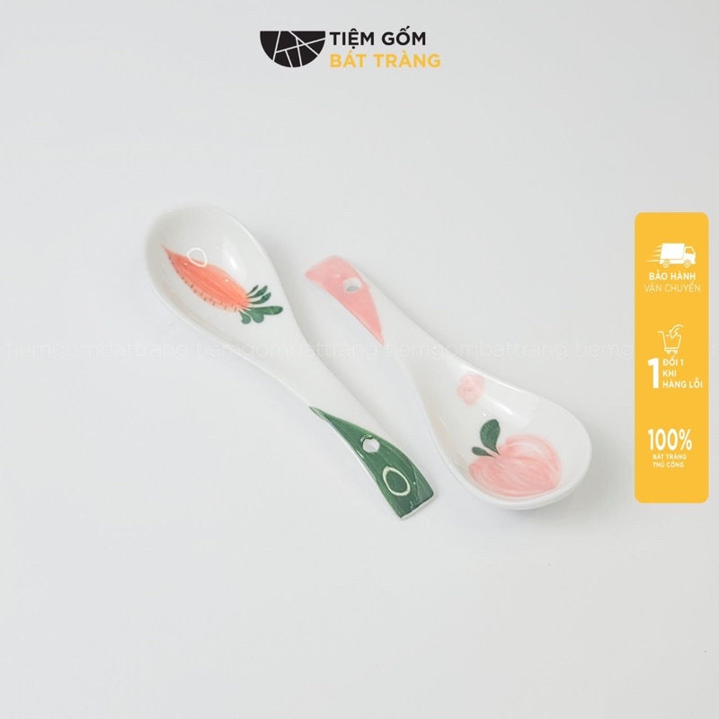 Thìa Sứ Muôi Sứ Hoạ Tiết Vẽ Tay Nhiều Mẫu Thìa Cơm Muỗng Ăn Phở Sứ Bát Tràng Cao Cấp