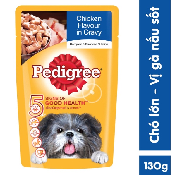 Pedigree Thức ăn cho chó lớn dạng sốt vị gà 130g, pate cho chó