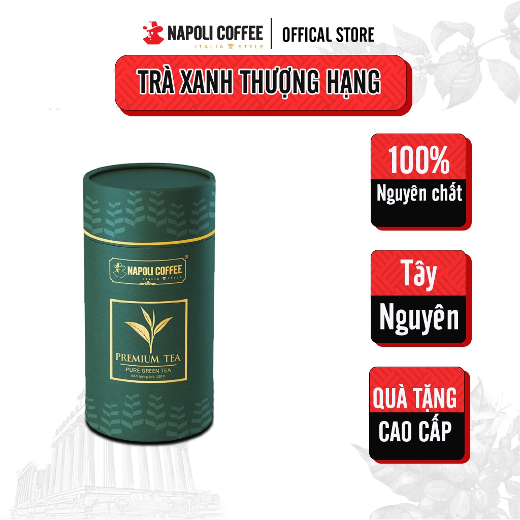 Trà Xanh Cầu Đất Đà Lạt Cao Cấp  Napoli Premium Tea 100g - Định thần, Đậm vị, Hậu ngọt thơm lâu