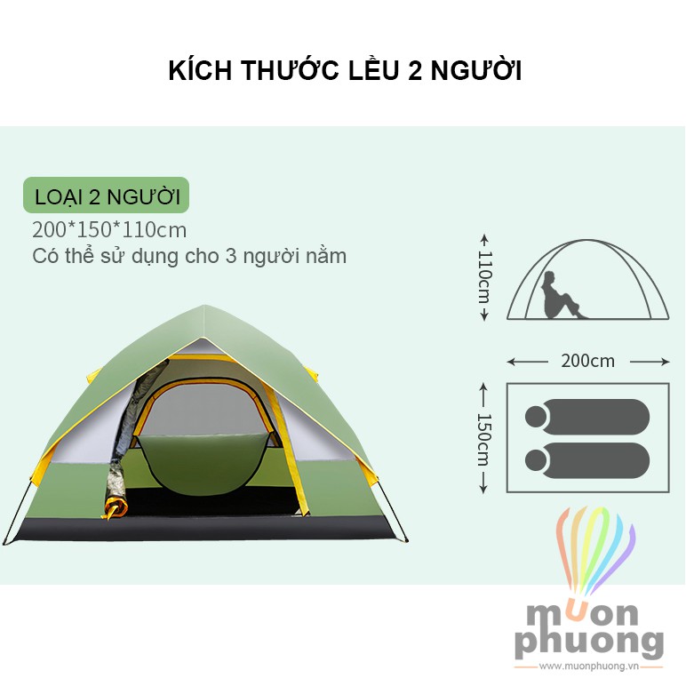 [FRSHIP 70K] Lều tự bung 2 lớp chống mưa cắm trại dã ngoại - MUÔN PHƯƠNG SHOP