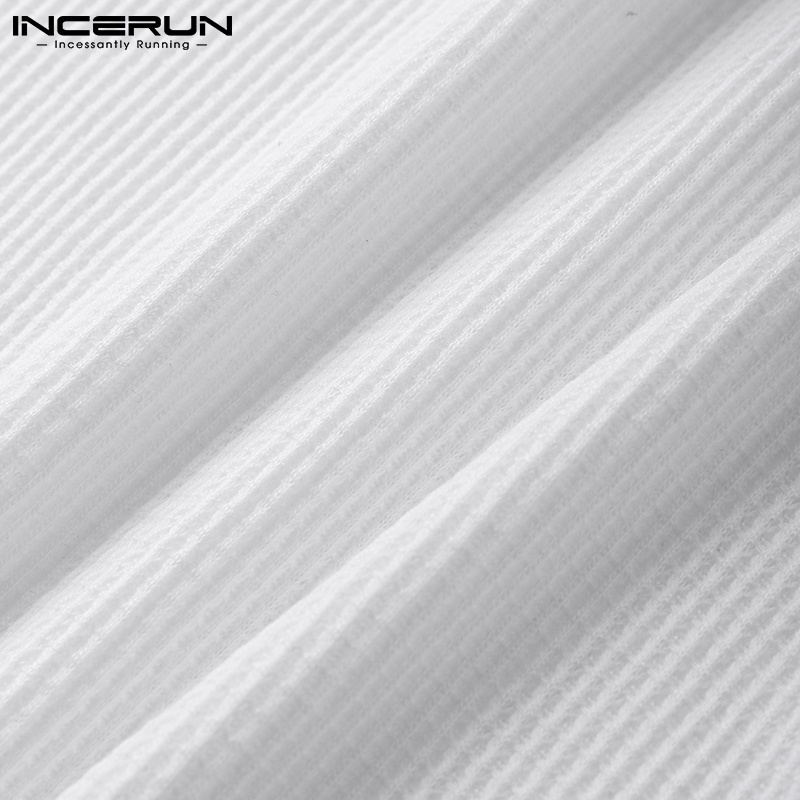 Áo nam INCERUN rộng rãi đắp vai tay dài màu trơn thời trang thường ngày