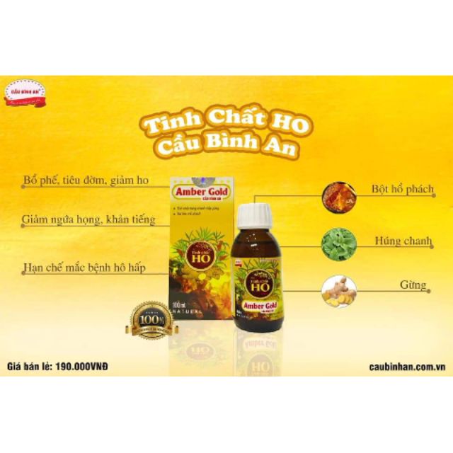 Siro ho tinh chất húng chanh AMBER GOLD Cầu Bình An chai 100ml