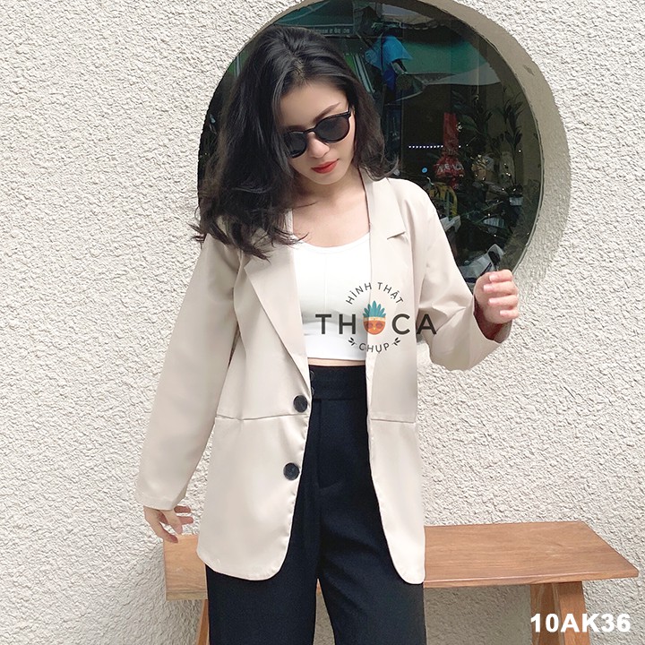 Áo khoác blazer túi xéo THOCA HOUSE đen, trắng, kem, hồng, cà phê mềm mại freesize phù hợp đi làm công sở, sự kiện | BigBuy360 - bigbuy360.vn