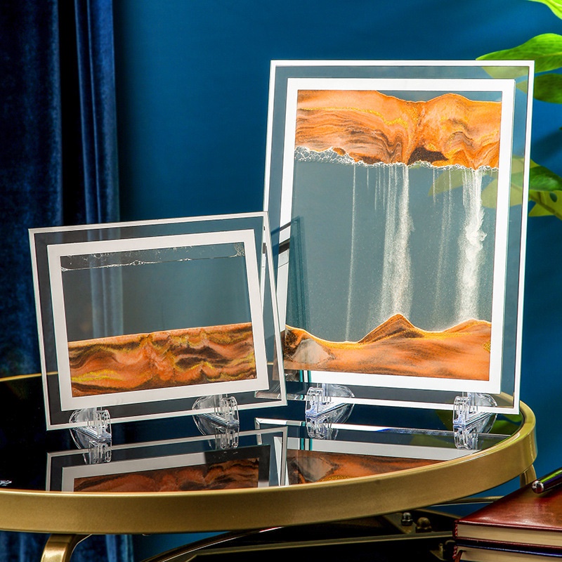 Tranh cát chuyển động 3d trang trí nghệ thuật hình tròn chữ nhật, tranh cát chảy lún quà tặng sinh nhật