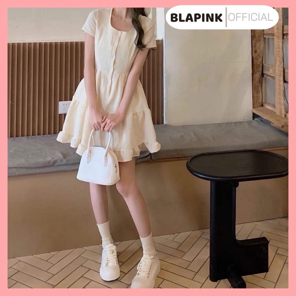 Váy Vintage Babydoll Blapink Cổ Vuông Nàng Ther Dịu Dàng