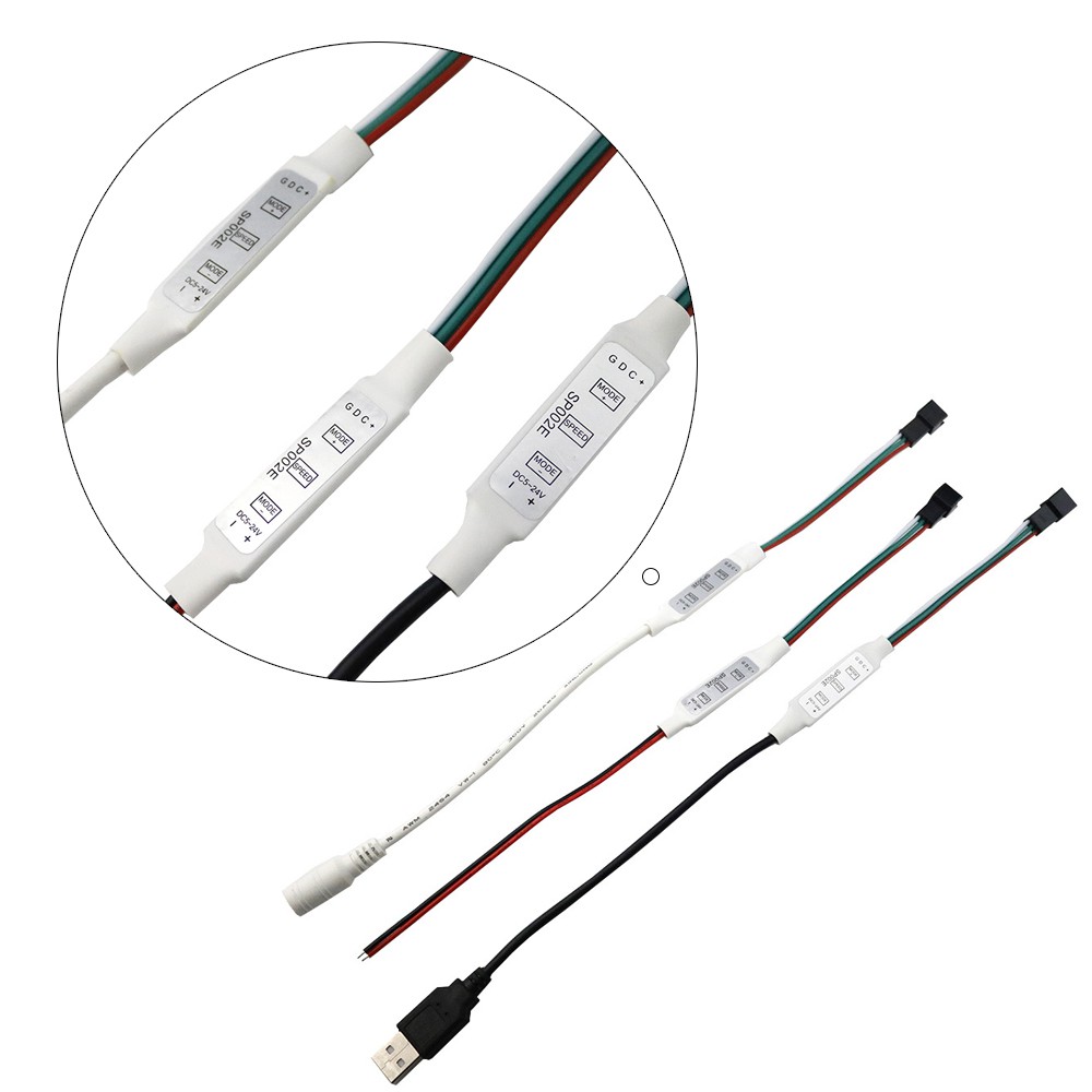 Dc Bộ Điều Khiển micro usb 5-24v sp002e 3Ky mini rgb ws2811 ws2812 ws2812b led pixel