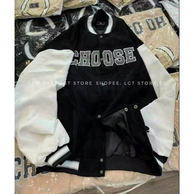 Áo khoác bomber (CÓ ẢNH THẬT) chất dạ nhung tăm cao cấp áo khiacs unisex thêu chưc CHOOSE