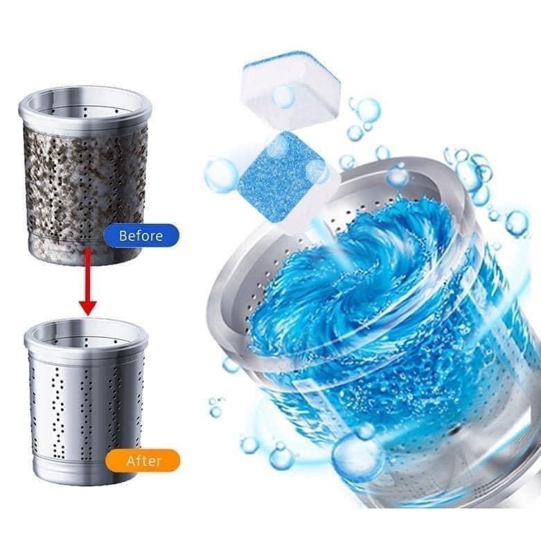 Hộp 12 Viên Tẩy Vệ Sinh Lồng Máy Giặt, Sủi sạch vi khuẩn, Tẩy Sạch Cặn Bẩn Lồng Giặt