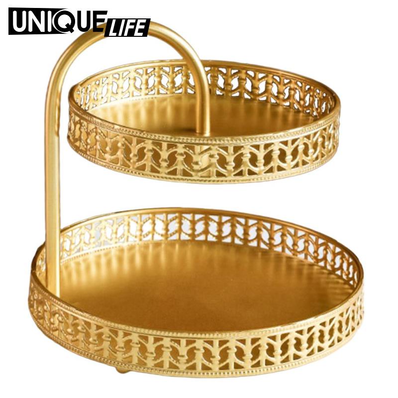 2 Lớp Sắt Trang Trí Khay Trái Cây Vege Đứng Trang Trí Nhà Sọc