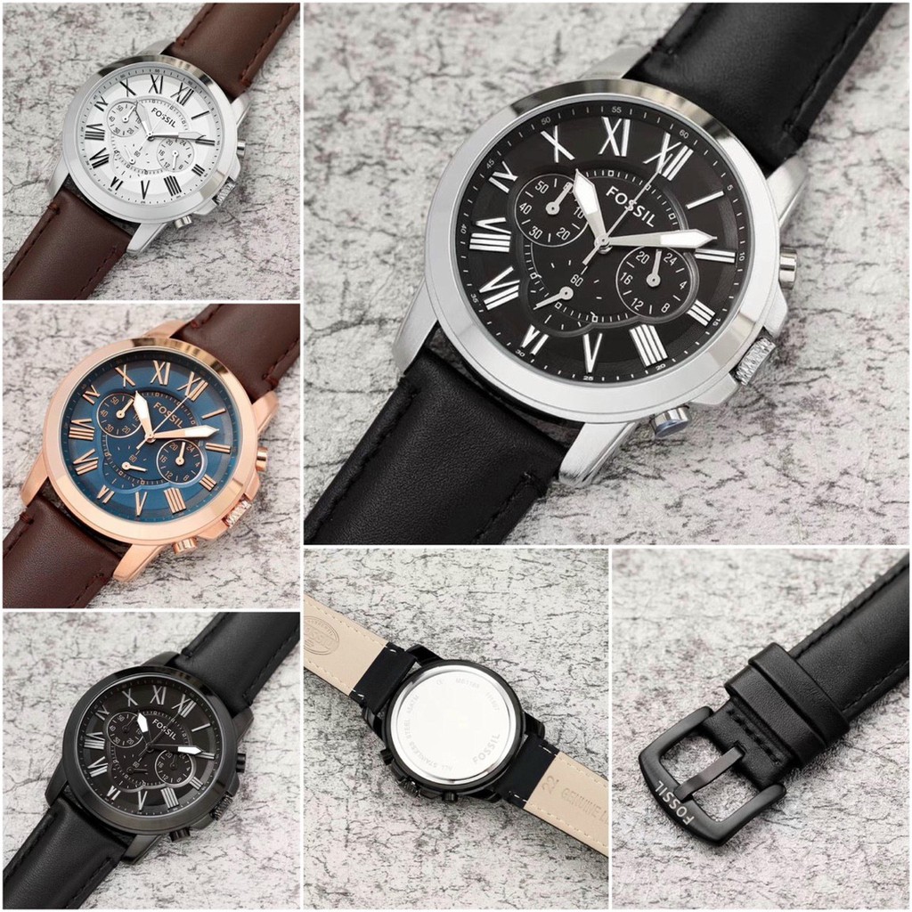 Đồng hồ nam dây da, đồng hồ đeo tay nam FOSSIL chạy pin, Full box, 6 kim, cao cấp, thời trang mới nhất