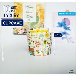 Set 10 ly giấy nướng cupcake HomeSweetHome