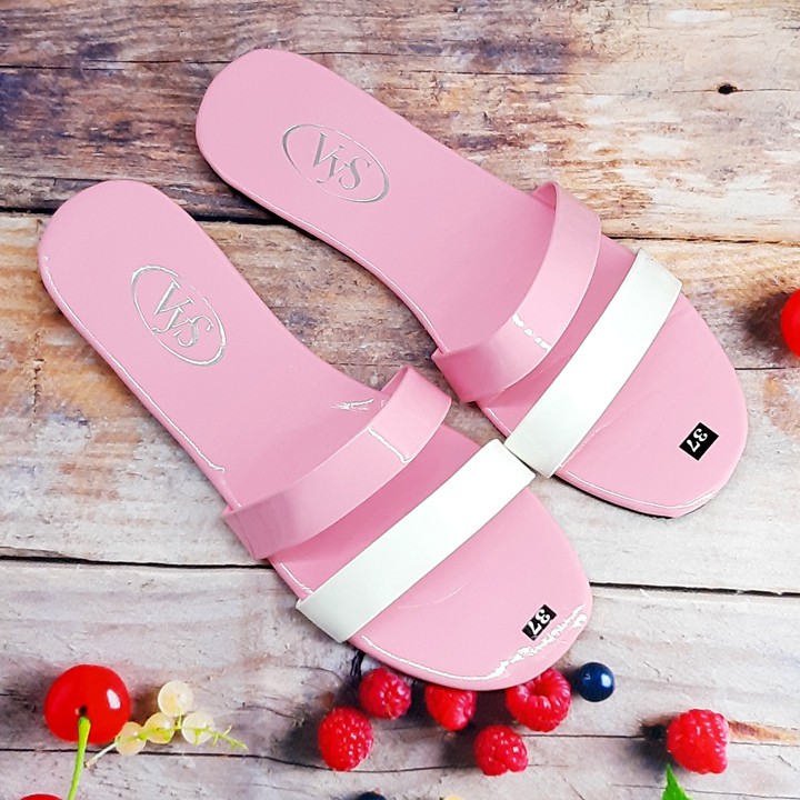 Dép lê bệt nữ 2 quai ngang phối 2 màu đơn giản thoáng mát xinh xắn thời trang VYS TA3831 (Nhiều màu)