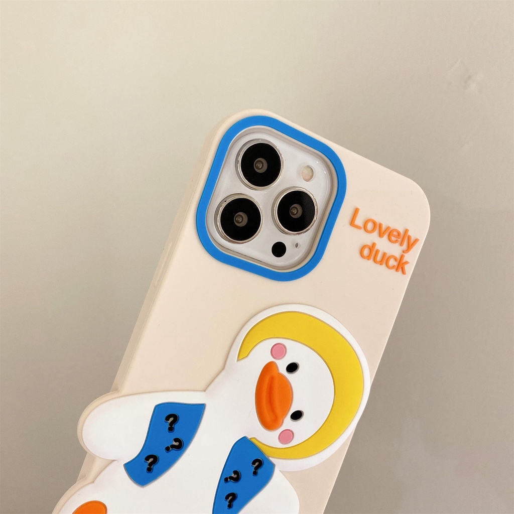Ốp Điện Thoại Silicon Hình Vịt Kèm Dây Đeo Cho iPhone 13 12 11 Pro Max XR XS Max X 7 8 6 6S Plus add pendant to prevent falling