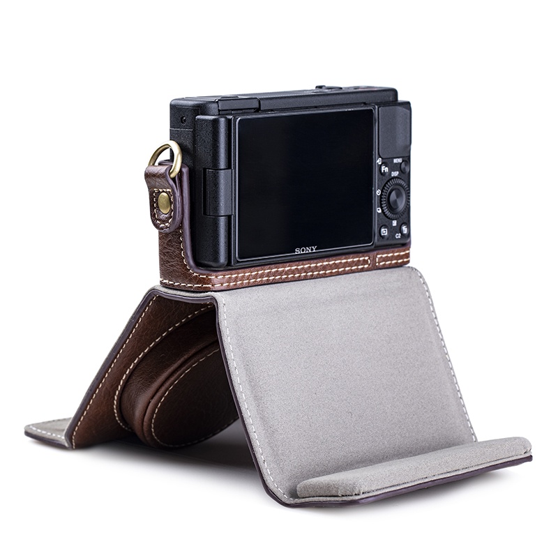 Ốp Điện Thoại Nửa Da PU + Đế + Dây Đeo Vai Cho Sony ZV-1