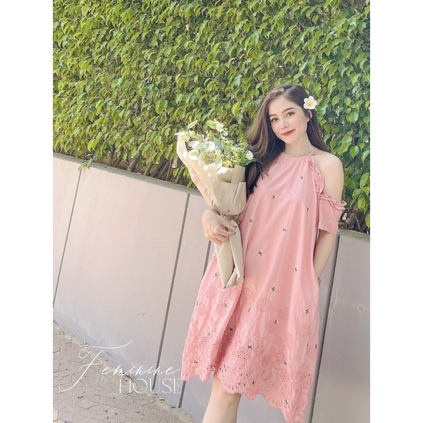 Đầm Hoa  Rớt Vai, váy hoa xinh, váy rớt vai xinh xắn diện hè