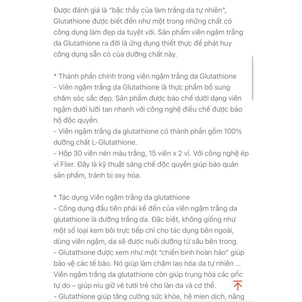 Viên uống trắng da Glutathion Fort Pháp - dạng ngậm