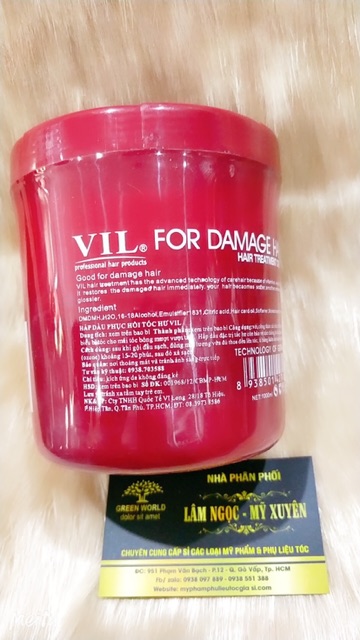 Hấp dầu kem ủ tóc VIL vàng , đỏ giữ màu phục hồi tóc khô xơ và mềm mượt 1000ml,  Tận Gốc  tinh chất vàng 24 siêu thơm