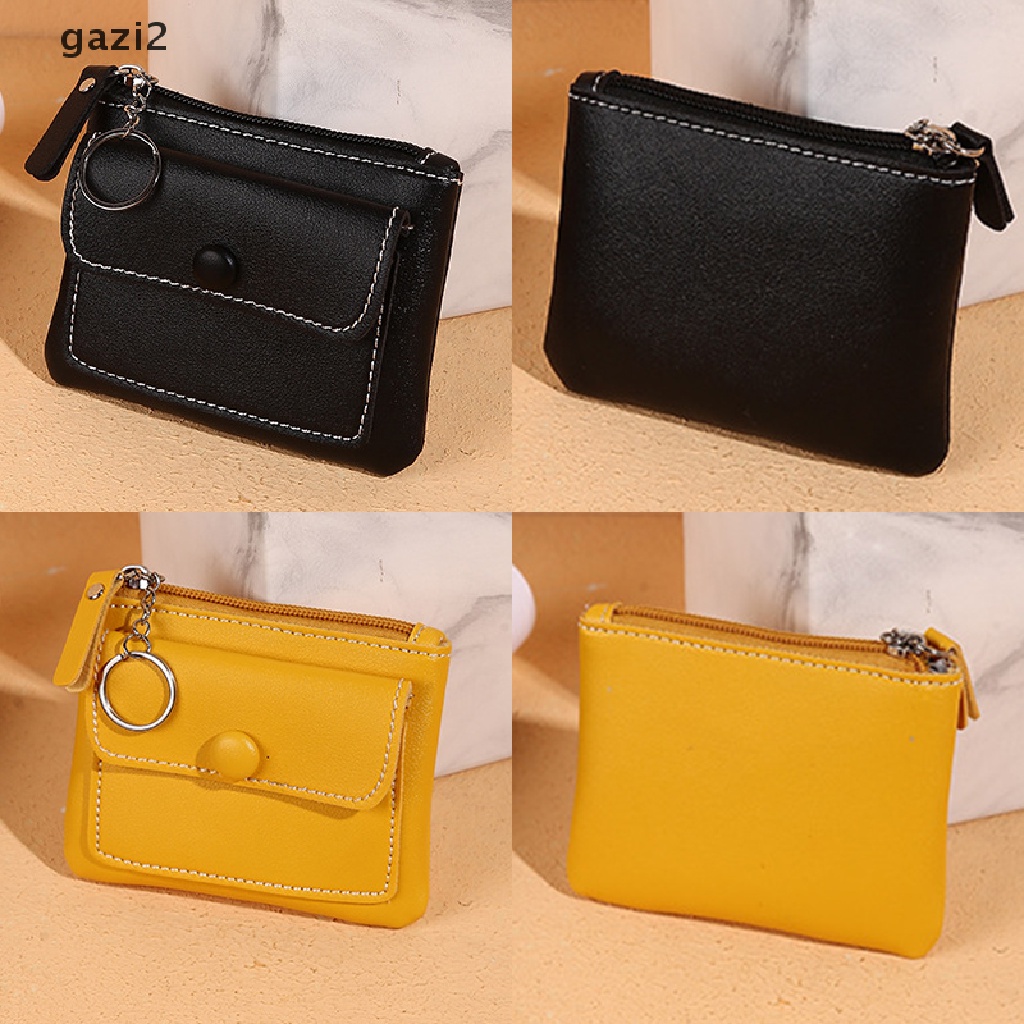 Ví da PU ngắn màu trơn tùy chọn có khoá kéo cho nữ