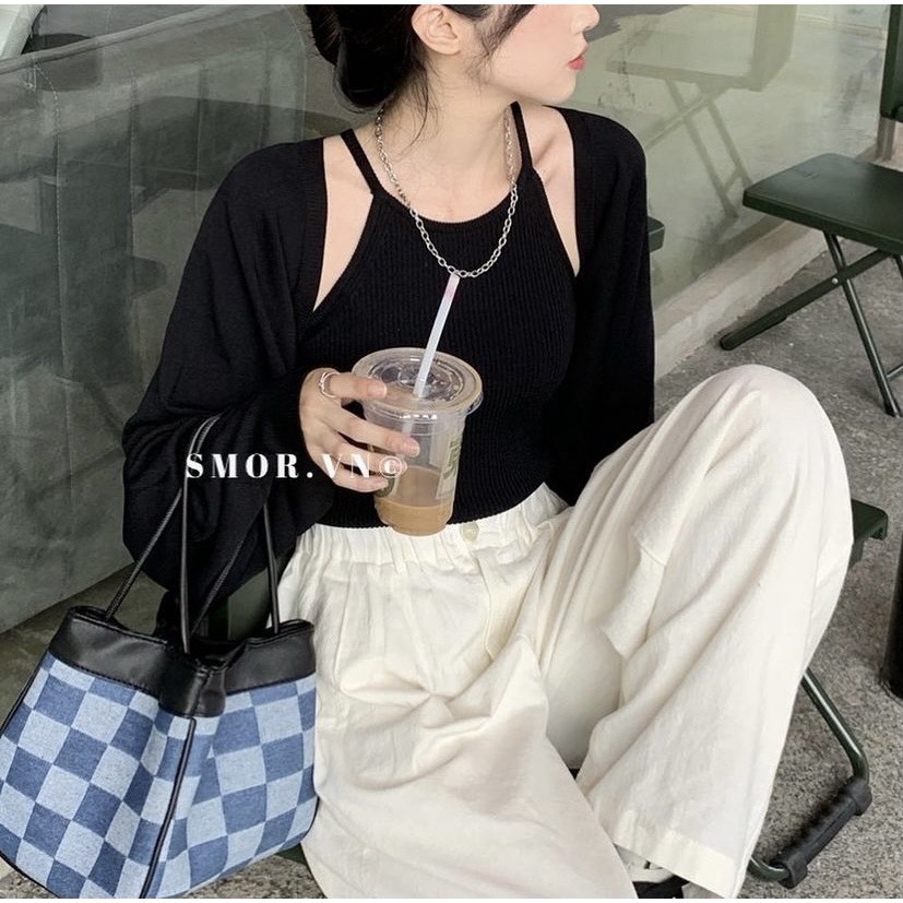 SET ÁO KHOÁC VÀ ÁO YẾM 2 MÀU XINH XẮN - SIMO TOP