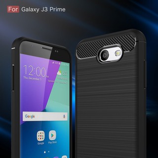 For Samsung Galaxy J3 Emerge Carbon Fibre Case Shockproof Hybrid Soft Rubber
