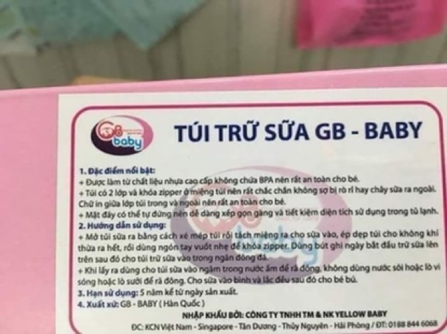 Túi trữ sữa GB Baby 250ml