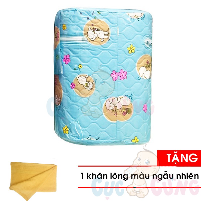 Ủ bình sữa cổ thường Hello BaBy - ĐÔI 3 lớp (lõi nhựa) - họa tiết ngẫu nhiên Tặng Khăn tắm cotton siêu mềm màu ngẫu nhiê