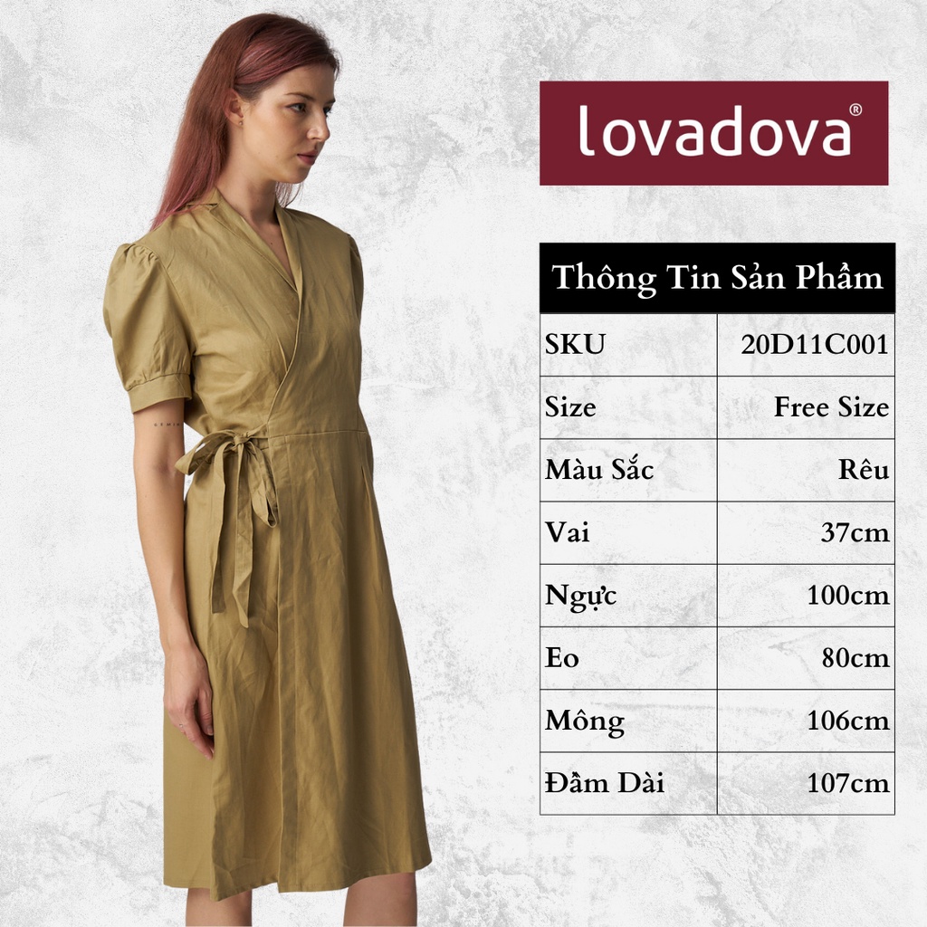 Lovadova - 20D11C001 Đầm cổ vest cột eo