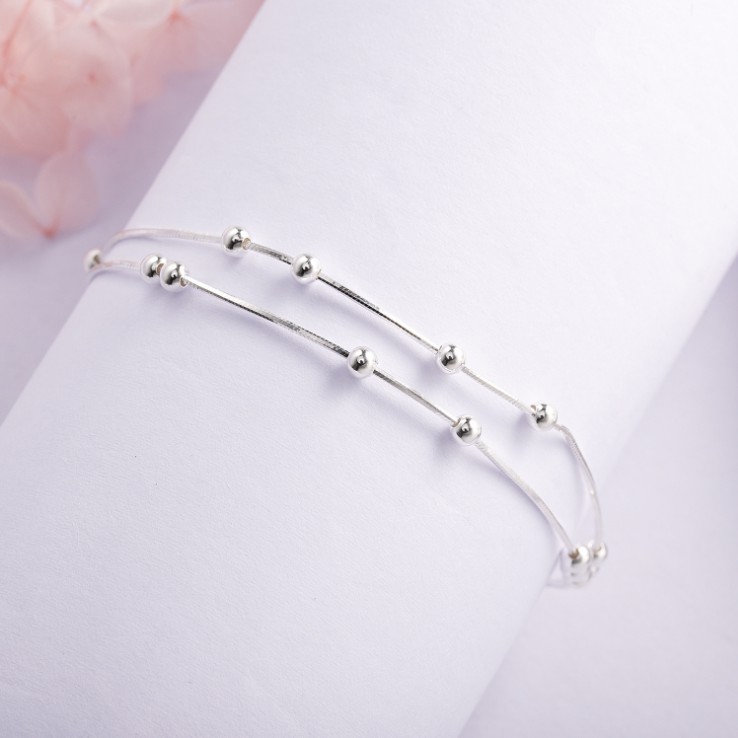 Lắc tay hạt bi nhỏ cho nữ thiết kế thanh mảnh đơn giản L1593 - Bảo Ngọc Jewelry