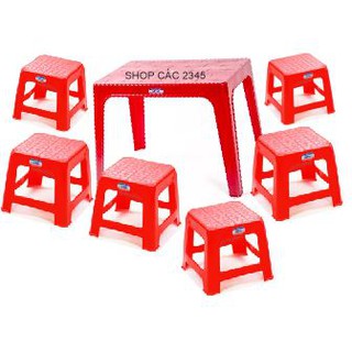 BỘ BÀN GHẾ NHỰA LÙN CHỮ NHẬT DUY TÂN