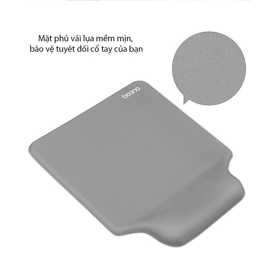 Miếng Lót Chuột Baona bằng Silicon, Mút đệm êm chống mỏi cổ tay, Tăng khả năng di chuyển, trống trượt.