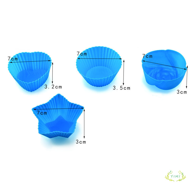 Khuôn làm bánh muffin bằng silicon hình tròn/ ngôi sao/ hoa/ trái tim