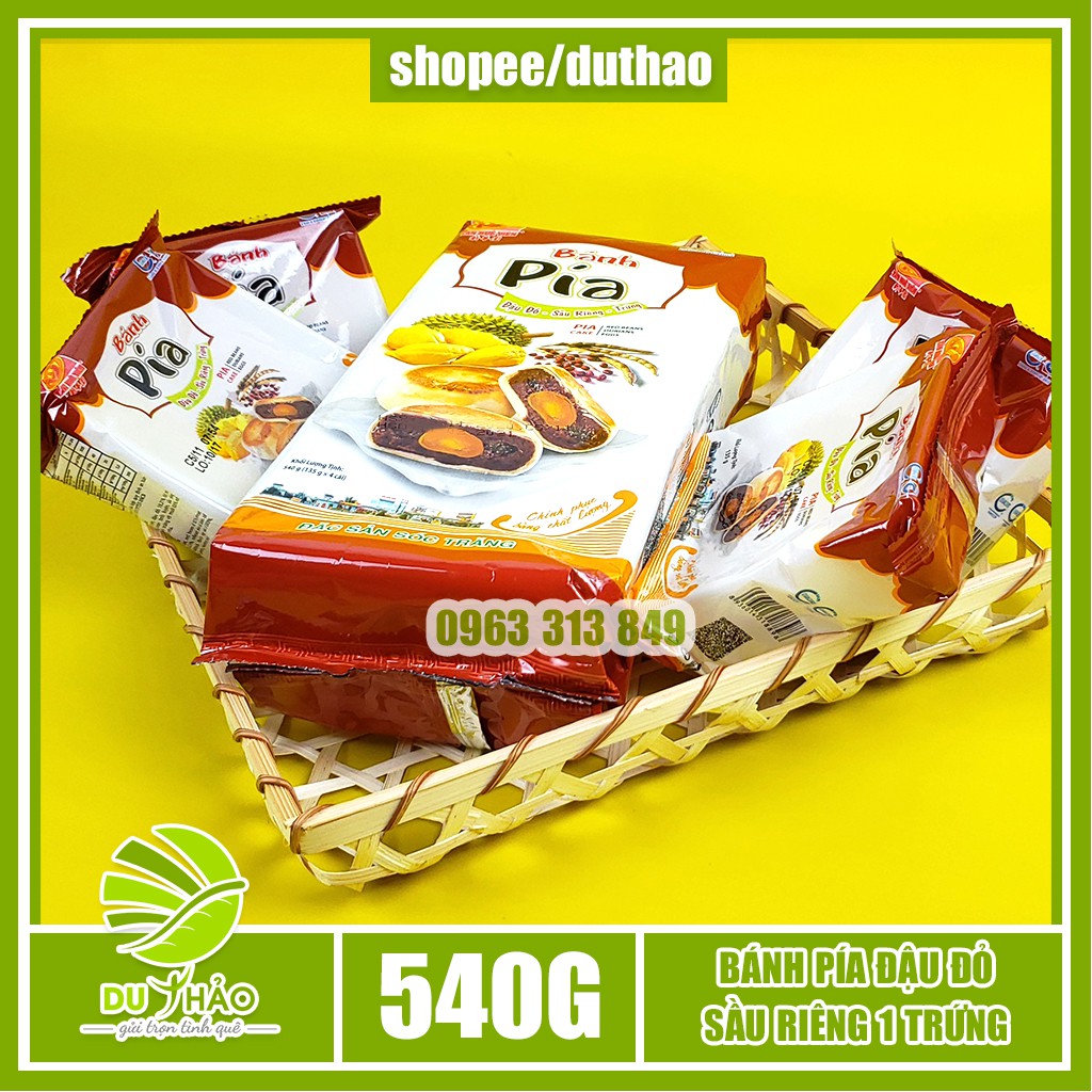 Bánh pía đậu đỏ sầu riêng trứng Tân Huê Viên 540g, đặc sản bánh pía Sóc Trăng