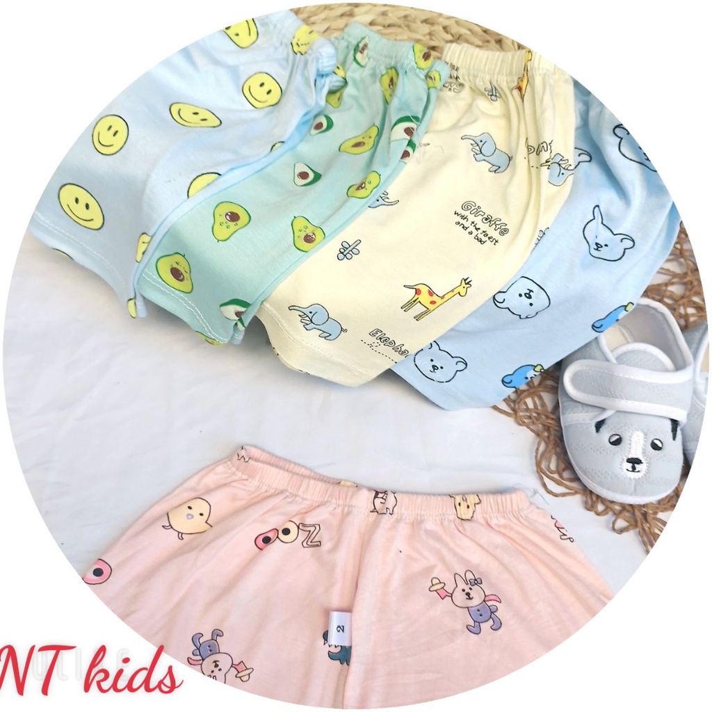 Quần Thun Bé Trai, Bé Gái Chất Cotton Thun Mềm Mát Hoạ Tiết Nhí, Quần Chục Cho Bé Mặc Nhà - AN.KID