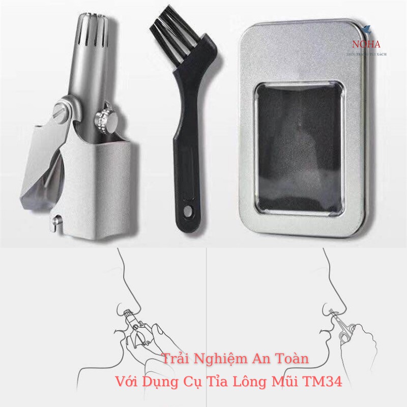 Dụng cụ cắt tỉa lông mũi bằng thép không gỉ cao cấp, máy tỉa lông mũi an toàn tiện lợi TM34