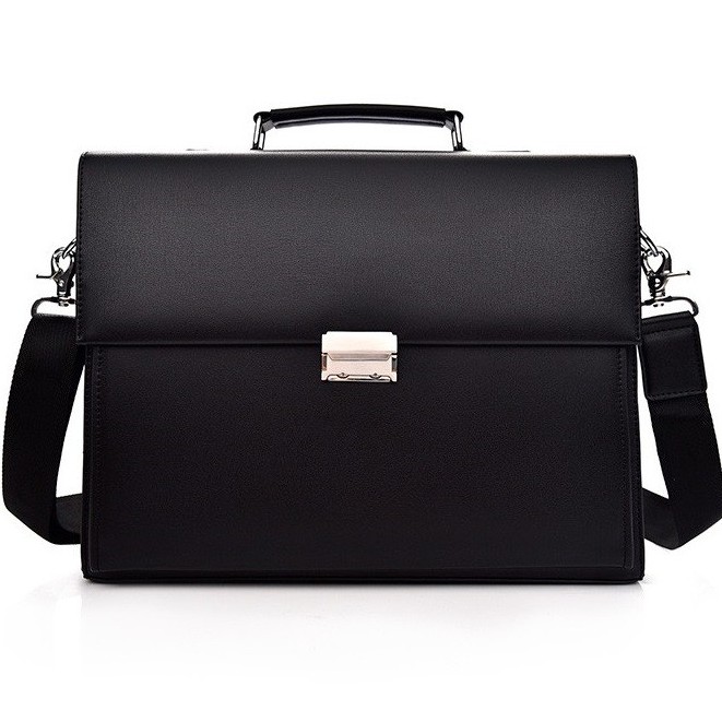 Túi xách cặp da giáo viên da bò công sở T54 khóa số 38x30x8cm (Nâu-Đen) | BigBuy360 - bigbuy360.vn