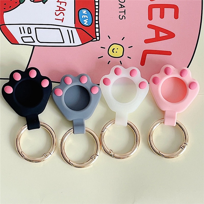 Mèo Kitty Dễ Thương Paw Dẻo Silicone Dành Cho AirTag 2021 Silicone Mềm Da Bảo Vệ Cho Không Khí Các Thẻ Móc Khóa Chống Mất Chống Trầy Xước