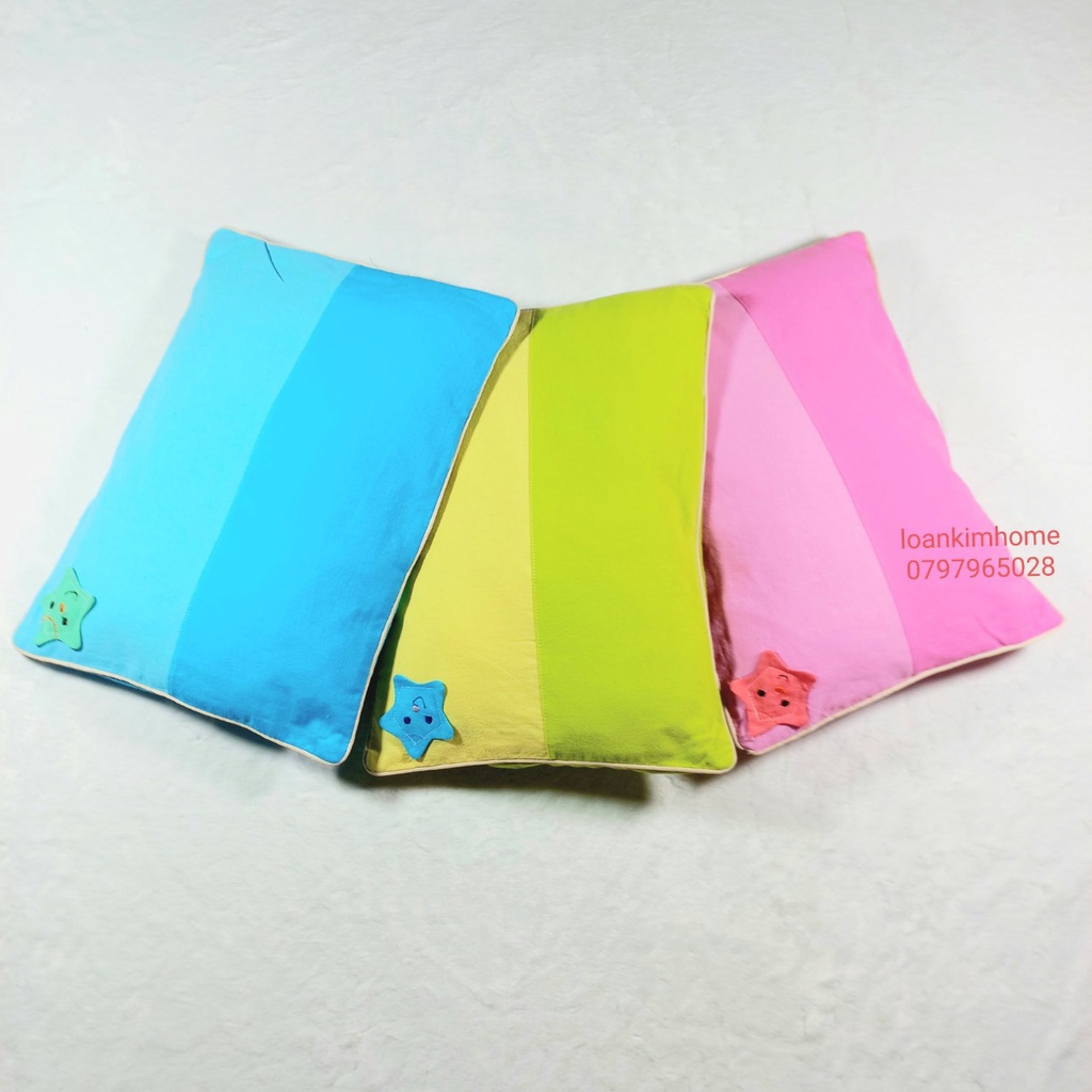 Gối trẻ em ruột gòn áo kara Kimhome 22x40cm, 30x40cm, 30x50cm cho bé 0 đến 9 tuổi.