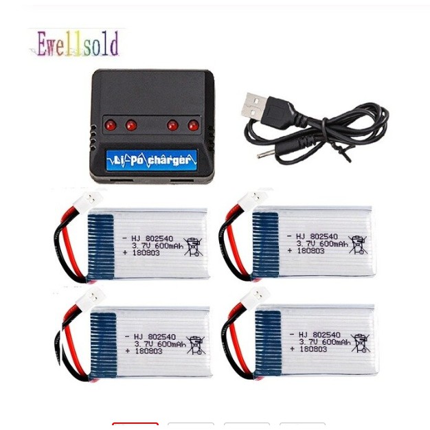 5 Pin kèm sạc usb 3.7v 600mah đồ chơi máy bay có mạch bảo vệ giá sỉ