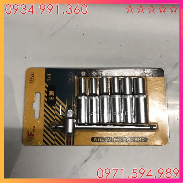 Bộ khẩu E 1/4 inch - 6 chi tiêt. Nhật Bản. Chuyên mở động cơ máy, động cơ ô tô. Hợp kim carbon CRV siêu bền.