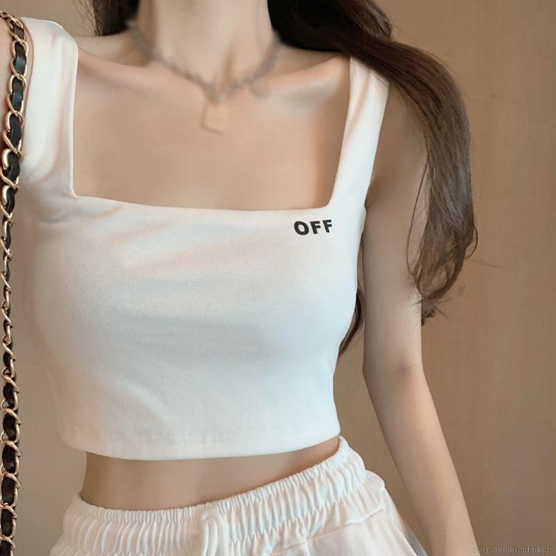 Áo Croptop Sát Nách Dáng Ôm In Chữ Cá Tính Thời Trang Mùa Hè