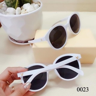 Kính Mát Unisex Gọng Trắng Dáng Bầu Tròn Vintage