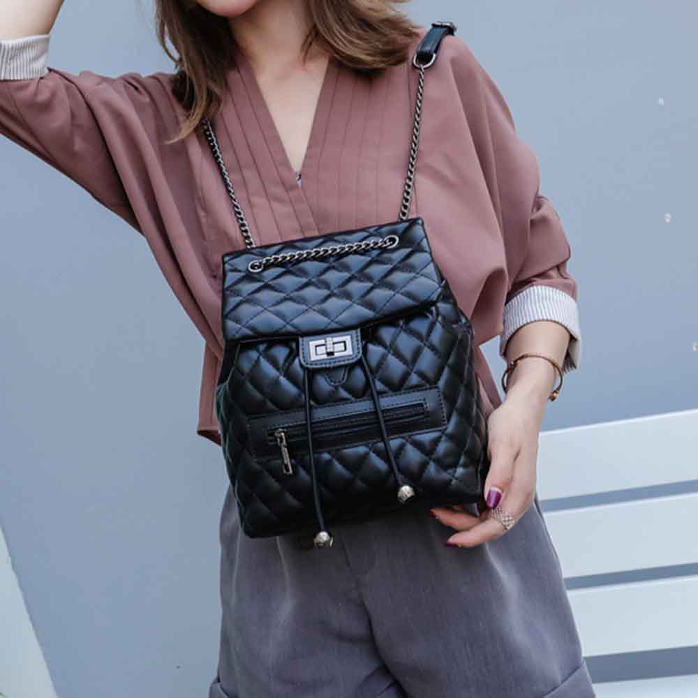 ✠Bapas Bapas Bằng Da Nhỏ Nhắn Họa Tiết Kẻ Lưới Kim Cương Sang Trọng Dành Cho Nữ Tuổi Teen