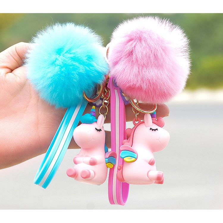 Móc khóa hình ngựa kỳ lân Unicorn - Có bông - Mon case