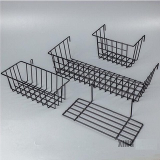 Giỏ cài khung sắt trang trí - giỏ treo khung lưới, kệ sắt đáy gỗ đa năng - kệ treo tường có rào chắn