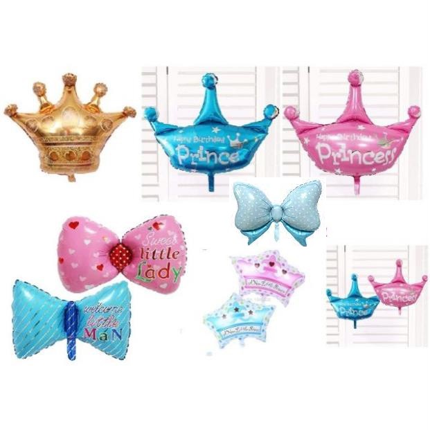 ( CỠ TO) Bóng bay hình vương miện, hình nơ xanh, hồng , vàng trang trí tiệc party, làm đồ chơi cho bé