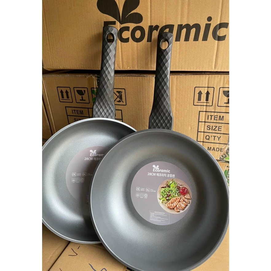 Chảo đúc chống dính vân đá ceramic 28cm ECORAMIC