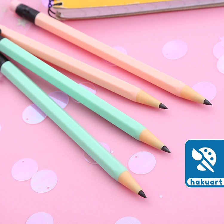Bút chì vĩnh cửu lục giác Pastel vỏ nhựa kiểu bút chì gỗ - Văn phòng phẩm Haku