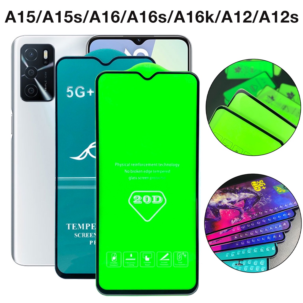 Cường lực oppo A17 A15 A15s A16 A16s A16k A12 A12s Full Màn OG xanh và 20D cao cấp tặng kèm khăn lau màn hình