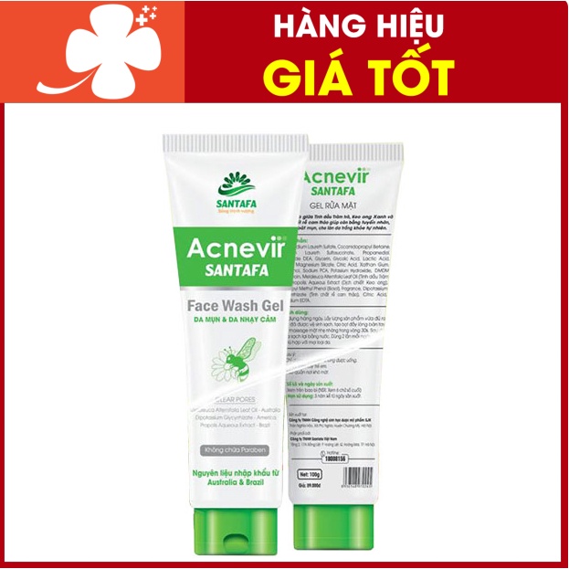 Sữa rửa mặt Acnevir Santafa Face wash gel (tuýp 100g) dành cho da mụn
