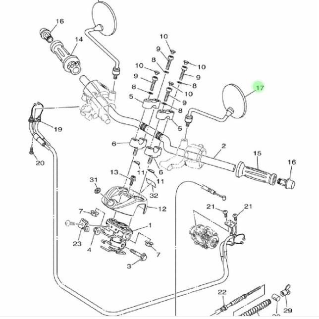 Gương Chiếu Hậu Bên Trái Cho Xe Yamaha Fino-125 / Fino Grande (1yd)